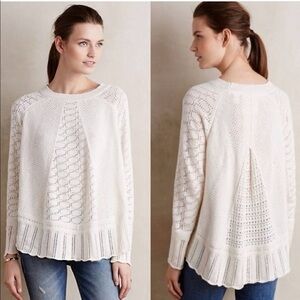 Anthropologie Angel Of The North Cream Knit Sweater Top M/L